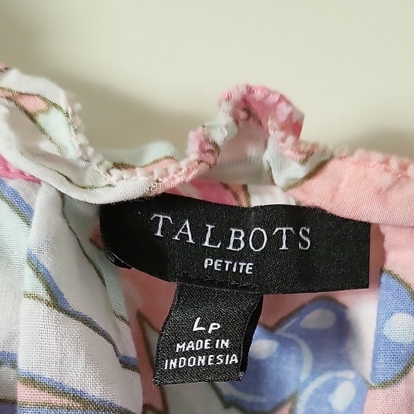 Talbots Women’s Medium Sleeveless Floral Blouse – Pink & Blue Tropical Print - Picture 2 of 11